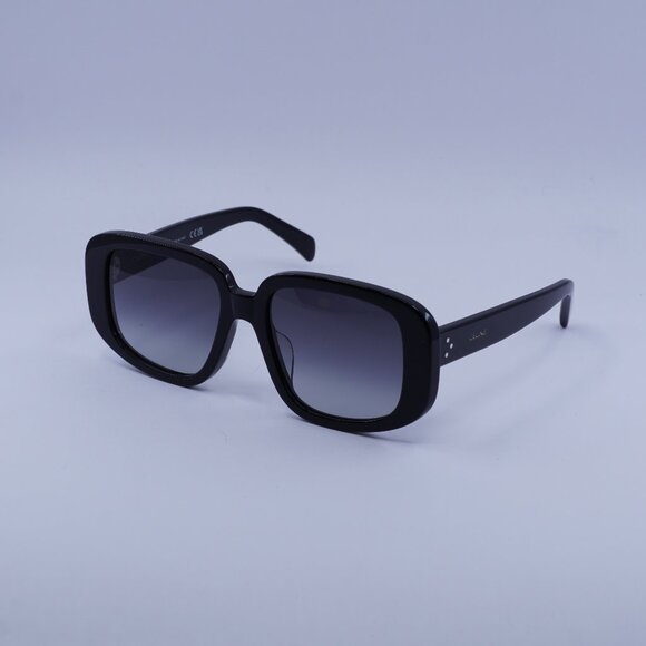 Celine CL40299U 01B Sunglasses Shiny Black Square Frame, Smoke Lenses - Picture 1 of 9